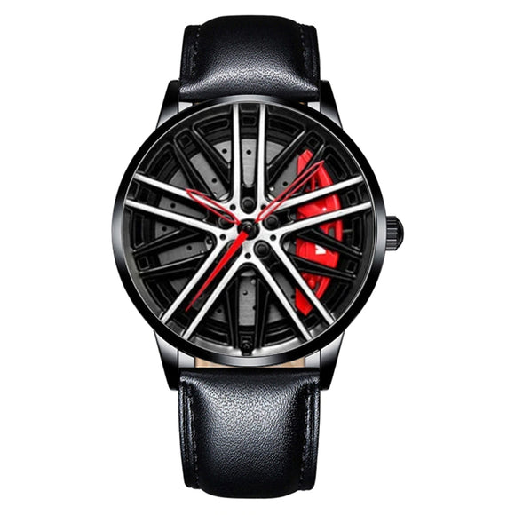 3D BMW ///M 4 Wheel Leather Band Watch