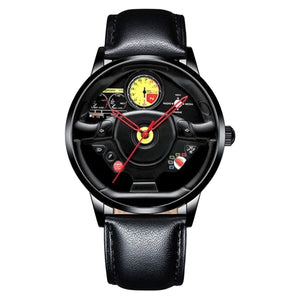 3D Ferrari Steering Wheel Leather Band Watch