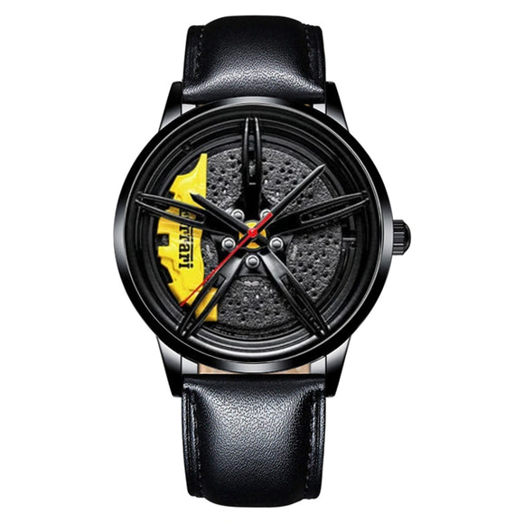 3D Ferrari Wheel Leather Band Watch