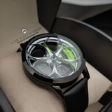 alfa romeo stelvio giulia qv 3d wheel watch green calipers leather band wristwatch orologio